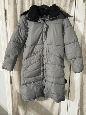 Big Chill Gray Puffer Coat with Black Sherpa Collar